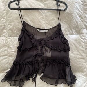 Zara Women's Black Ruffled Top